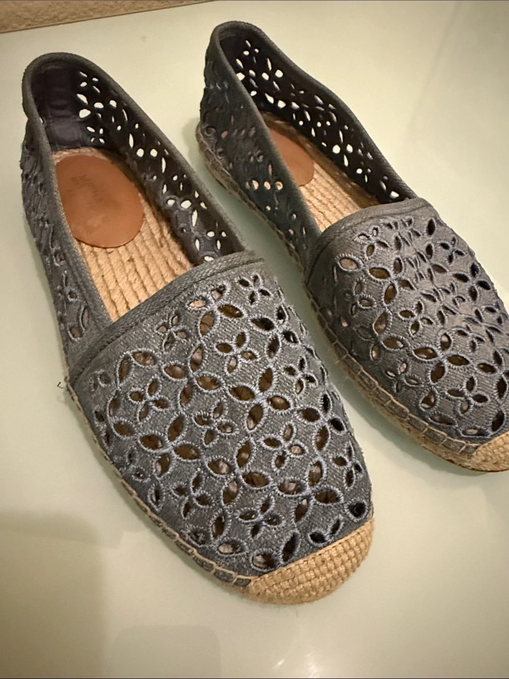 Michael Kors demin and cutout Espadrille Flats